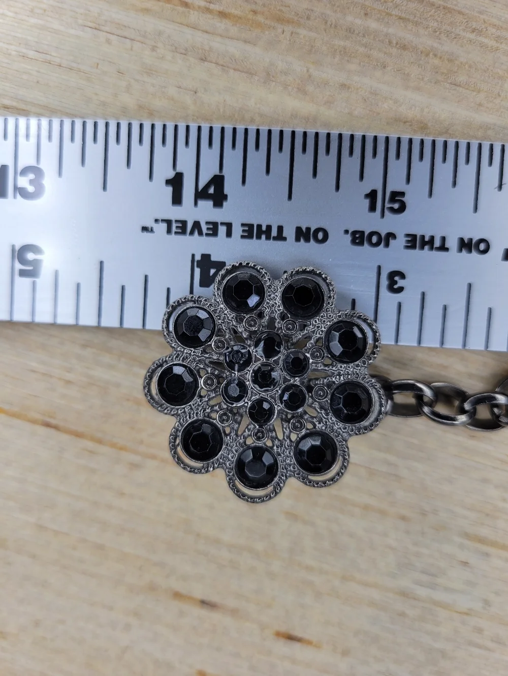 Gunmetal Chain Belt Floral Rhinestone Women OS Adjustable Whimsigoth Y2K Goth